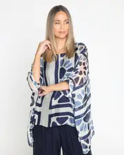 Luciana Silk Top - Navy Mosaic