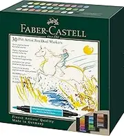 Faber-Castell Art & Graphic Pitt Artist Pen Dual Marker India Ink, Multicoloured, Wallet Of 30, For Art, Craft, Drawing, Sketching, Home, School, University, Colouring