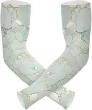 [Yoogain] UV Protection Sleeves Sun Protection Light Green Luxury Marble Texture Driving Sleeves Outdoor Sports & Outdoor Working Anti-Run cubre brazos, Light Green Luxury Marble Texture