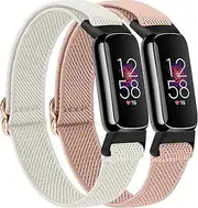 2-Pack Elastic Bands for Fitbit Luxe Bands Women Men, Adjustable Soft Stretch Nylon Sport Replacement Wristband for Fitbit Luxe/Luxe Special Edition Fitness Tracker