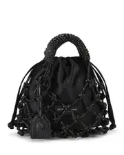 Kurt Geiger London Small Macrame Crystal Mini Bucket Bag