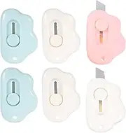 iplusmile 6pcs Mini Box Cutter, Retractable Utility Box Cutter Letter Opener Handed Mini Cutter for Cartons, Cardboard and Boxes Random Color