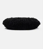 [Ganni] Ganni Embroidered crochet velvet beret One Size black