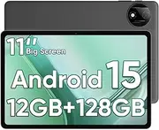 Tablet, Android 15 Tablet with 11 inch LCD Display, 12GB RAM + 128GB Storage 1TB Expand, T7200 Octa-Core Processors, 8000mAh, Widevine L1, GPS, Dual Camera, WiFi 5, BT5.0 (Black)