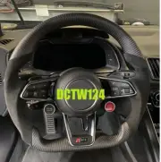 Matte carbon steering wheel Audi New R8 4S TT 17~ Alcantara Gray stitching Type2