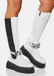 [AZALEA WANG] White I Don't Wanna Be Like You Platform Boots