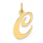 14K Medium Fancy Script Letter C Initial Charm Bracelet Necklace