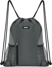 Drawstring Backpack Sports Gym Sackpack with Mesh Pockets Water Resistant String