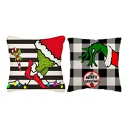 2pcs Christmas Pillow Covers Cute Print Throw Cushion Case for Couch Sofa Bed Bedroom Home Decor-Style 3 and Style 4