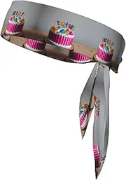 Happy Birthday Cake Sports Strap Double-Sided Headscarf Men's Bow Tie Sports Headscarf Running Yoga Exercise Headband