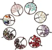 [EXCEART] 8pcs Tree of Life Pendant Tree Charm Tree of Life Necklace Pendant Crystal Stone Pendant Tinsel Necklace Crystal Pendants Necklace Charms Chakra Miss Crystal Ring Natural Stone Gem