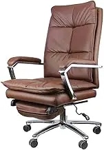 Computer Chair, Home Boss Chair Leather Reclining Seat Swivel Chair Study Chair Modern Minimalist 360 Degree Swivel Retractable Footrest Lever Operator Chairs