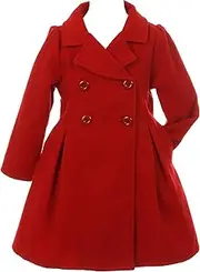 [Dreamer P] Girls Cozy Long Sleeve Collar Button Flower Girl Coat Jacket Cover Outerwear 2-14