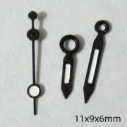 Black 11mm Painted Trim Watch Hands Set with Green Lume for Miyota 2035 2115 210