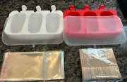 Silicone Ice Pop Molds W/ Freezer Cover, Bags & Sticks