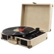 Vinyl Record Player Vintage with Speakers Bluetooth USB Turntable Suitcase New