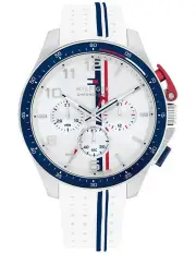 [Tommy Hilfiger] Bank Silicone Watch in Silver White