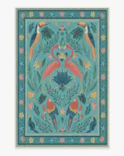 185' x 275' | Machine Washable Runner Rug | Kid & Pet Friendly | Indoor Rug | Iris Apfel Birds Of A Feather Aqua Tufted Rug | Ruggable