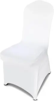 12 Pcs White Stretch Chair Covers - Premium Polyester Spandex Slipcovers for Wed