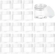 24Pcs 50ml/2oz Clear Plastic Jars, PET Wide-Mouth Plastic Cosmetic Container with Lids Round Clear Pot Jars for Dried Fruit, Nuts, Travel Storage Make Up, Powder, Paint, Jewelry.