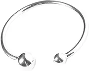 [HEYONA] Women Jewelry 925 Silver Sterling Bracelet Fashion Cuff Bangle Chain Bracelets,Simple Solid Double Ball Cuff Bangle Adjustable Open Amulet Bracelet Jewelry Clothing (Color : Silver)