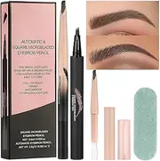 Curved Eyebrow Pen - Angled Eyebrow Brush For microbladng Brow | Teardrop 4-Prong Innovative -Fork Tip, Waterproof Long-Lasting Brow Filler, Quick-Dry Smudge-Proof Eyebrow Makeup For All-Day Wear