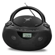 Portable CD Boombox with Bluetooth, USB, Radio, and Bass Boost - Black