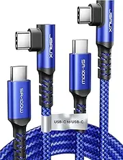 JSAUX USB C to USB C Cable 100W [2-Pack 6.6FT], Right Angle USBC to USBC Cable, 5A Super Fast Charging Type-C to Type-C Cord Compatible with MacBook Pro/iPad Pro/Mini/Air, Samsung Galaxy S23/S22/S21