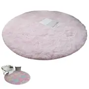 Rainbow Rug Tie Dyed Plush Round Mat Non-Slip Colorful Floor Carpet for Bedroom Nursery Home Decor -Pink
