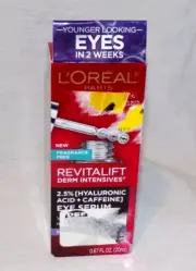 L'Oreal Revitalift Derm Intensives 2.5% Hyaluronic Acid+Caffeine Eye Serum 0.6oz