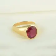 Natural Ruby Ring, 925 Sterling Silver Gold Vermeil Ring, Solitaire Ring Gift