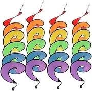 4PCS Rainbow Wind Spinner Colorful Hanging, Rainbow Curly Spinner Hanging, Rainbow Column Wind Spinner Foldable Wind Rainbow Wind Spinner Hanging to Rotate Windmill Bunting ﻿ (70cm)