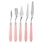 5pcs Painting Palette Knife Set Stainless Steel Spatula Painting Tools Pink