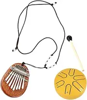 JOINPAYA 8-key Metal Drum Kalimba Portable Thumb Piano Set Metal Drums Instruments Family Present Durable