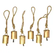 6 Pcs Vintage Hanging Bells,Metal Handmade Cow Bells Decoration with Rope for Christmas or Any Cele Photo Color