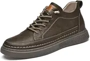 [Asifn] Men's Casual Shoes Invisible Height Increasing Leather Elevator Lace Up Sneakers Fashion Breathable Comfortable Lightweight