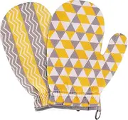 Gomew Exfoliating Gloves 2PC - Natural Spruce Tree Fiber, Pain-Free Cleansing Mitt, Deep Exfoliation for Smooth Skin, Korean Self-Tan Removal, Keratosis Pilaris & Ingrown Hairs Relief, Geo Yellow