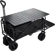 ACA Trading Collapsible Folding Wagon, Heavy Duty Utility Beach Wagon Cart for Sand with Big Wheels (150L)