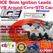 ICE PRO 100 9mm Spark Plug Leads V8 302-351 Windsor Around R/Covers Red STD Cap