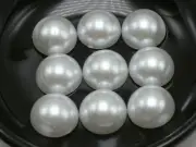 50 Ivory Pure White Half Pearl Bead 16mm Flat Back Scrapbook No Hole Scrapbook