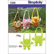 Simplicity Sewing Pattern 1386 Fleece Animal Bags Size OS