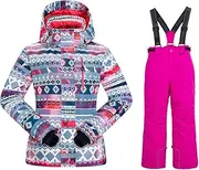 HOTIAN Girls Insulated Ski Jacket Pants Windproof Waterproof Snowsuit