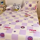 Plaid Minnie Daisy Kids Bed Decor Set Fitted Sheet Single/Double/Queen/King Size