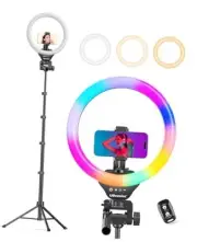 12'' RGB Selfie Ring Light with 62’’ Tripod Stand for Video Recording＆Live