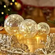 SA Products Fairy Lights – 3-Pack Crackled Glass Ball LED Fairy Lights – Battery Operated Room Lights with Warm White LEDs – LED Lights Orbs for Bedroom, Home Décor, Party, Christmas, Garden