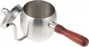 Handmade Coffee Pot 500ml Capacity Stainless Steel Wooden Pot Tea Kettle for Home Office Cafe