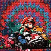 Wild Mario Karts by Caleb BLOTTER ART perforated tabs psychedelic art