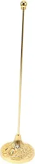 Mipcase Metal Table Flag Stand Base Kit with Elegant Golden Leaf Design for Office Desk Durable Indoor Flag Pole Holder for Sports Flags and Decorative Use
