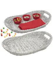 Woodard & Charles 2Pc Oval Serving Tray Set