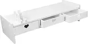 Desktop Monitor Stand Riser with Ergonomic Computer Heightening Base for Office Use Composite Organizes Desk with Storage for Keyboard and Essentials
